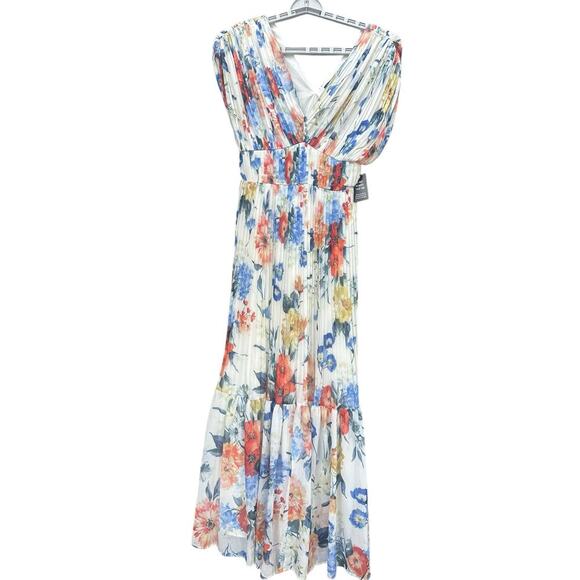 Express Women Floral Maxi Dress Sz XS Pleated Bodice Empire Waist Feminine Fairy - Picture 4 of 7